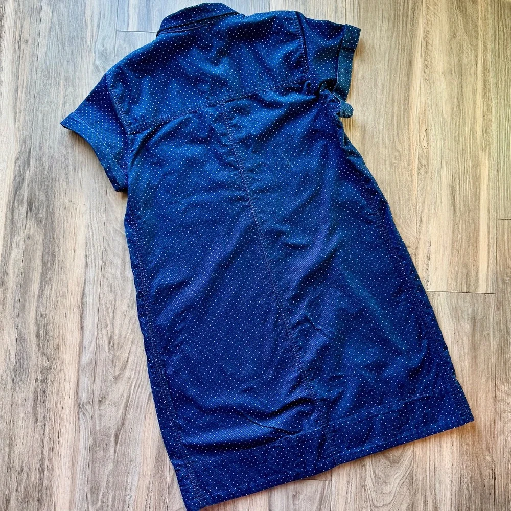 J.Crew Navy Dot Button Front Shirt Dress Cotton Casual Midi‎ - Picture 11 of 12